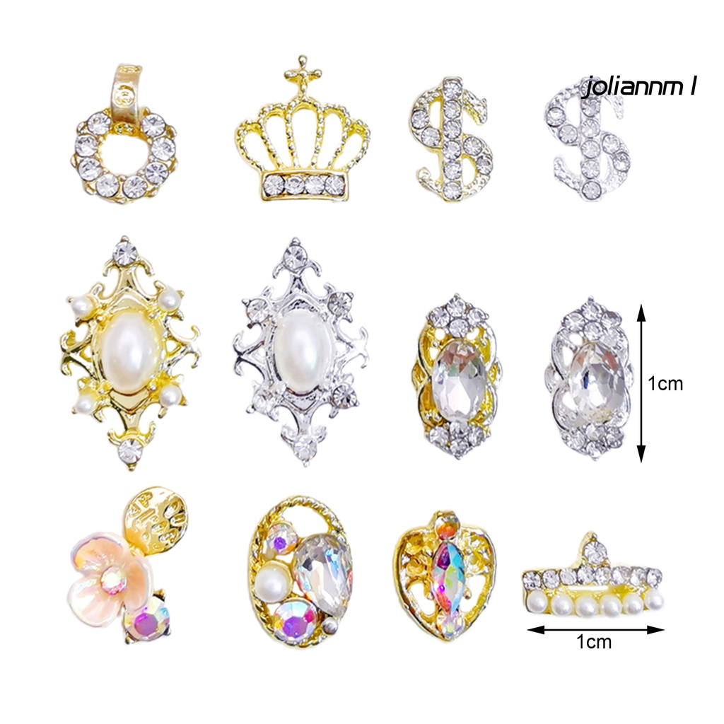 Túi 10 đá đính trang trí móng tay DIY bằng hợp kim 3D độc đáo