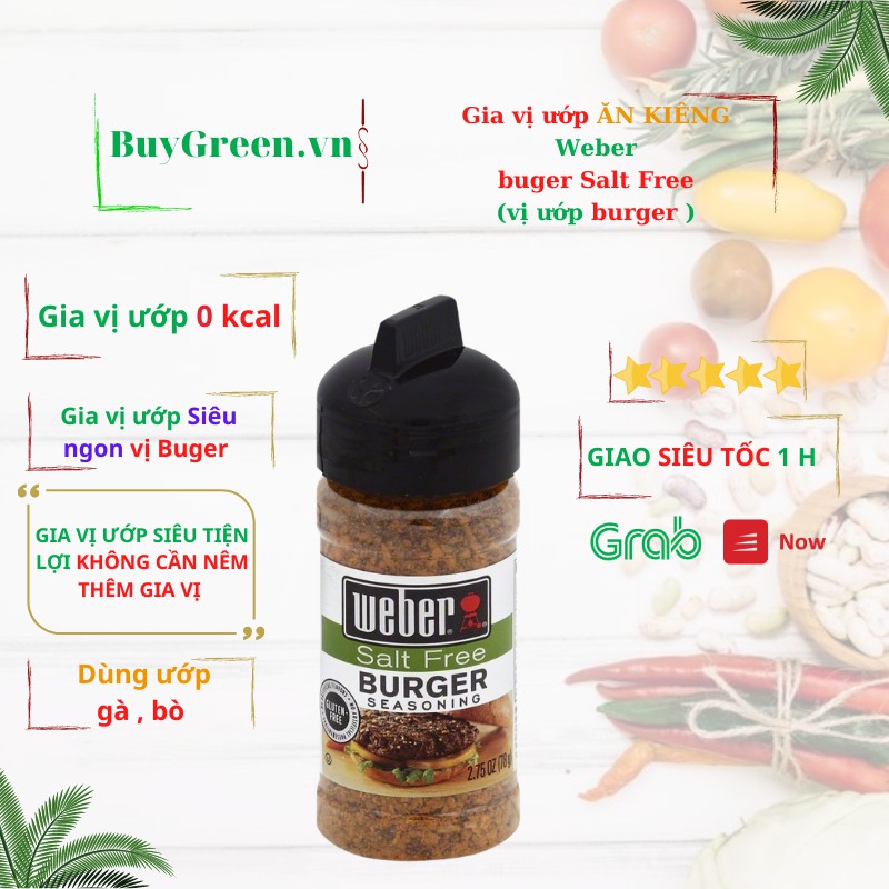 [ GIA VỊ ƯỚP ĂN KIÊNG ] GIA VỊ ƯỚP WEBER 0 KCAL , SIÊU THƠM NGON VÀ CHUYÊN DÙNG NÊM VÀ ƯỚP ~ 160g