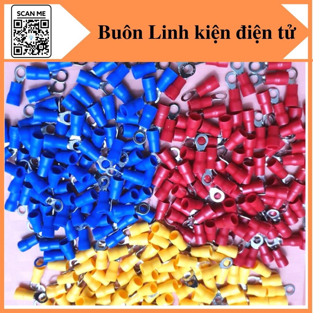 100 Đầu cos tròn bọc nhựa RV5.5-8, đầu cos tròn, đầu cos dây điện