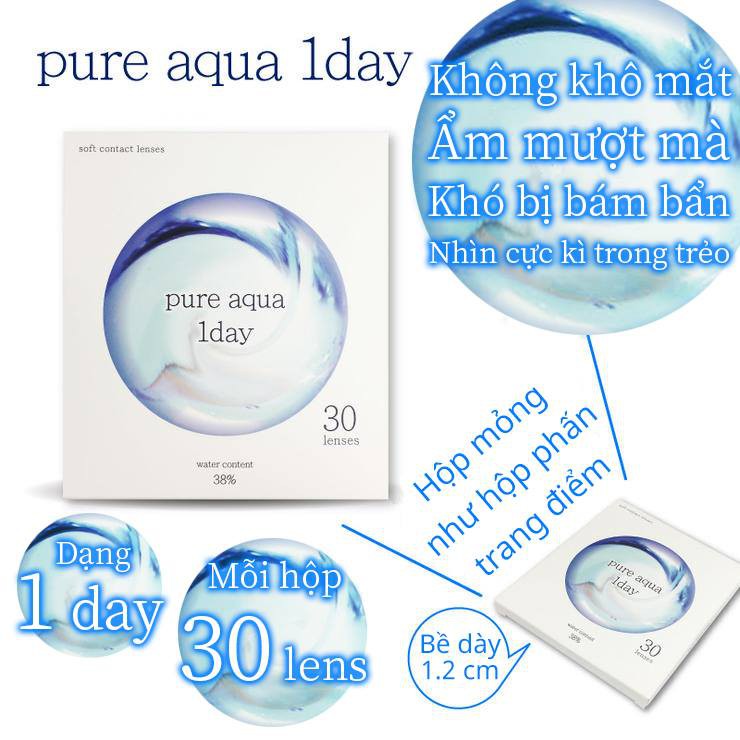 Lens 1 ngày cao cấp Nhật bản Pure Aqua one day cho độ cận 4 và 6 độ