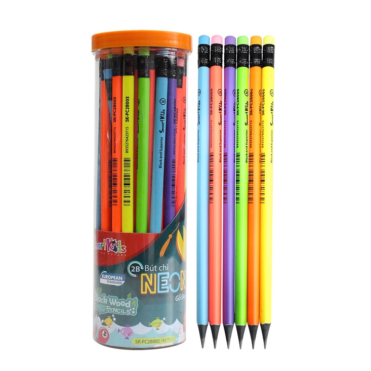 Bút chì 2B NEON (GỖ ĐEN) Smart Kids -PC2B005 (01 chiếc)