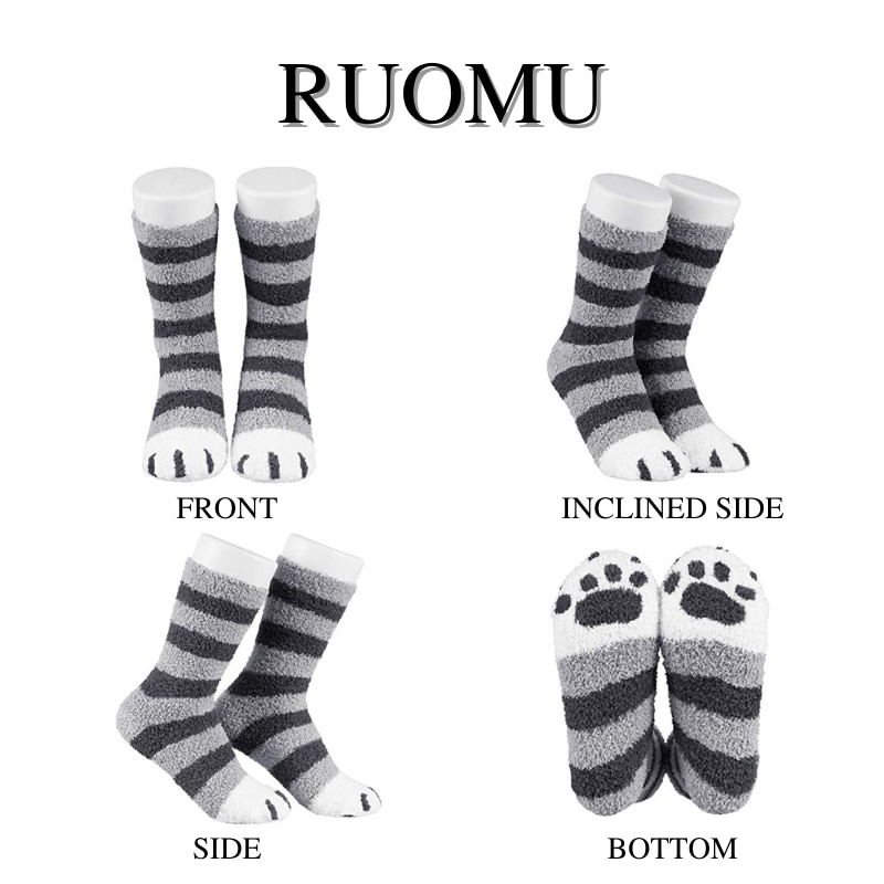 Vớ cotton giữ ấm họa tiết chân mèo dễ thương