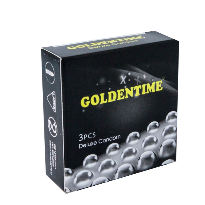 [Chính hãng] Bao cao su Siêu mỏng, Gân gai, Kéo dài thời gian Goldentime 3 in 1 (Hộp 12c, 3c)