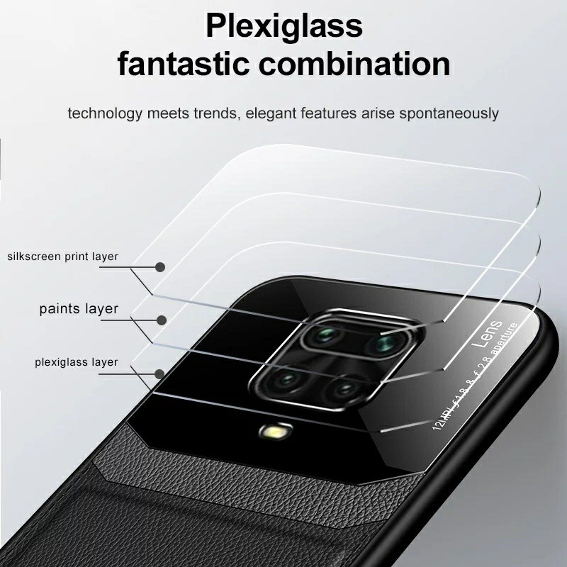 Ốp lưng Redmi Note 9s / Note 9s Pro / Redmi Note 10 Pro chống sốc da kính thời trang cao cấp