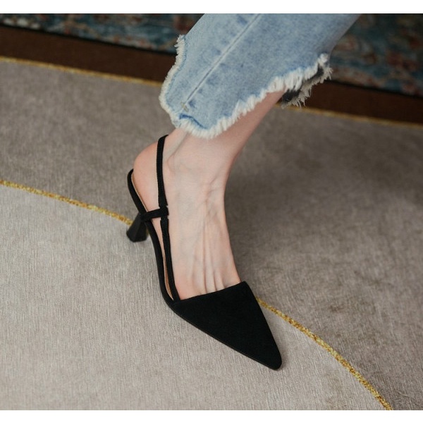 GIÀY CAO GÓT SLINGBACK NỮ GÓT NHỌN 7p BÍT MŨI, KIỂU DÁNG SANG CHẢNH TIỂU THƯ CÓ TRẮNG- ĐEN - NUDE
