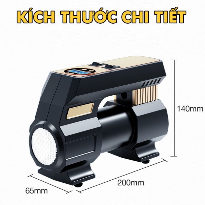Bơm Ô Tô Xe Máy 12V Tích Hợp Đèn Pin ,Sử Dụng Điện Trên Tẩu Sạc