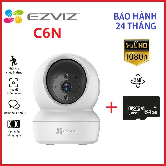 CAMERA WIFI 360 EZVIZ C6N HÌNH ẢNH FULL HD 1080P 2MP - ĐÀM THOẠI 2 CHIỀU - KÈM THẺ NHỚ | BigBuy360 - bigbuy360.vn