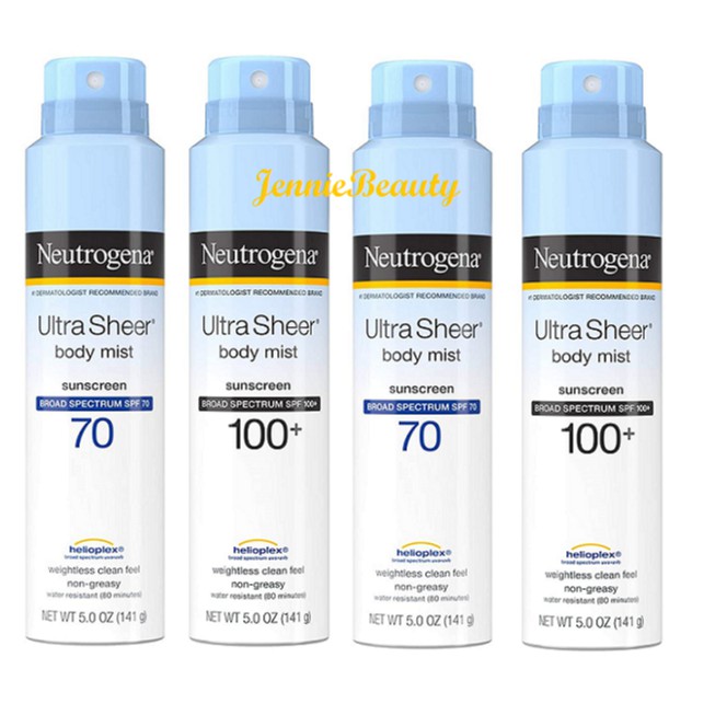 [NEW/ Hàng USA] Xịt chống nắng Neutrogena Ultra Sheer Body Mist Sunscreen Broad Spectrum SPF70/ SPF100_Mẫu mới