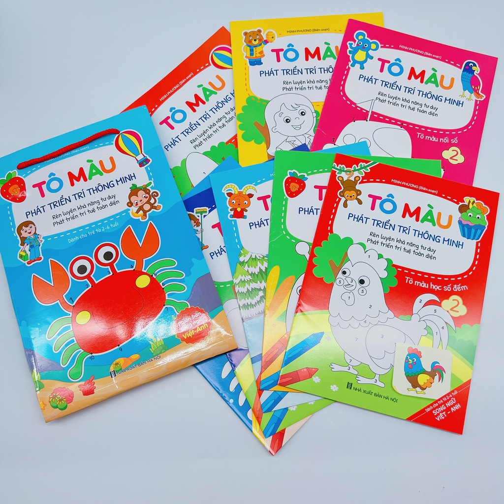 Bộ 8 quyển tập tô màu cho bé, phát triển kỹ năng hội họa cho bé
