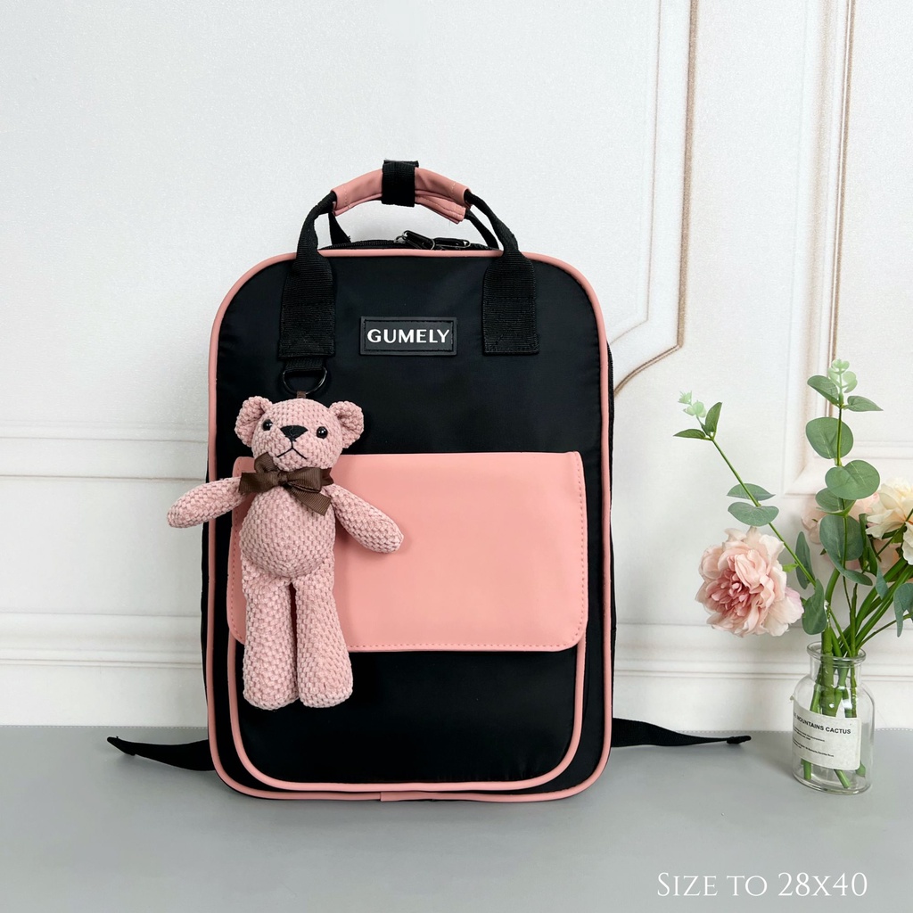 Balo Black Pink đẹp đi học đi làm gọn nhẹ nhiều ngăn size to nhỏ để laptop 14 15.5 inch Gumely GU09 GU10 ViAnh Store