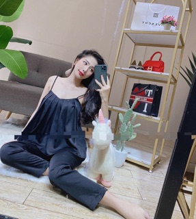 Set lụa áo 2 dây quần dài (HÀNG CÓ SẴN)