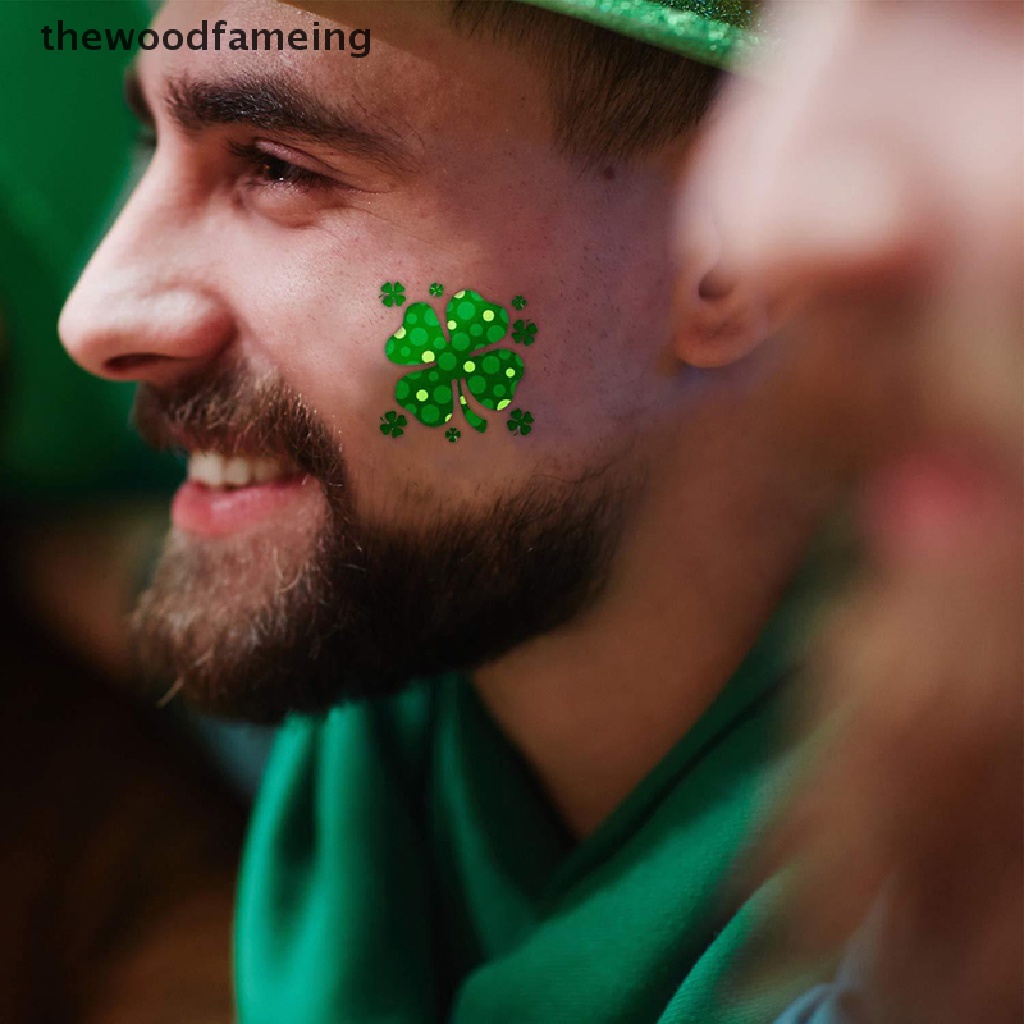 Hình Xăm Dán Tạm Thời Họa Tiết Cỏ Bốn Lá Saint Patrick