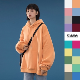 Áo Hoodie Tay Dài Màu Trơn Phong Cách Hàn Quốc Cho Cặp Đôi