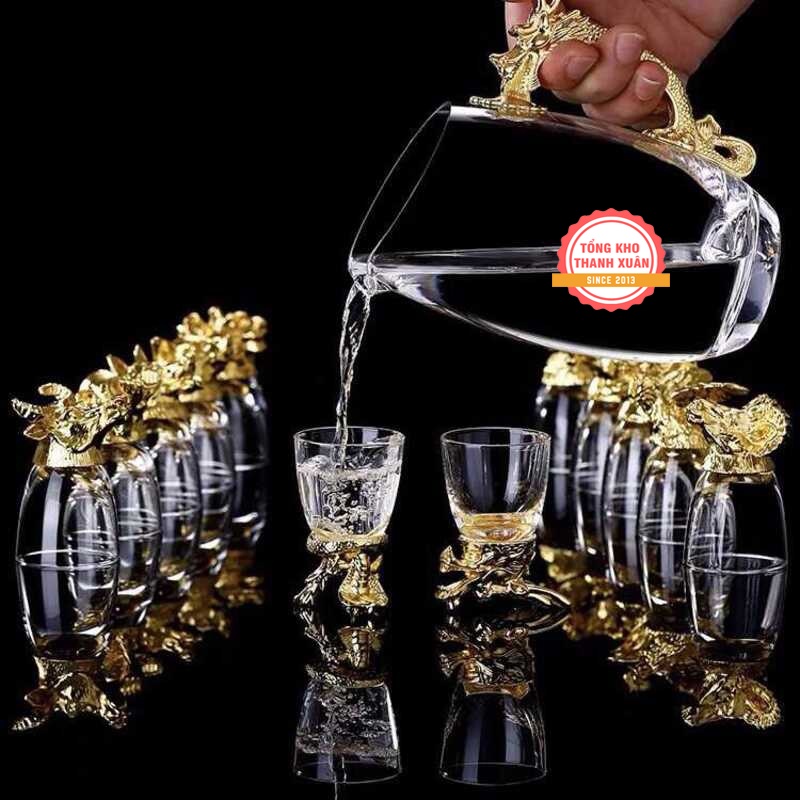 Bộ Ly Uống Rượu Đẹp 12 Con Giáp Đựng Trong Vali Cao Cấp Mạ Vàng 18K ❤️Quà Biếu Tết, Quà Tân Gia Sang Trọng, Đẳng Cấp❤️