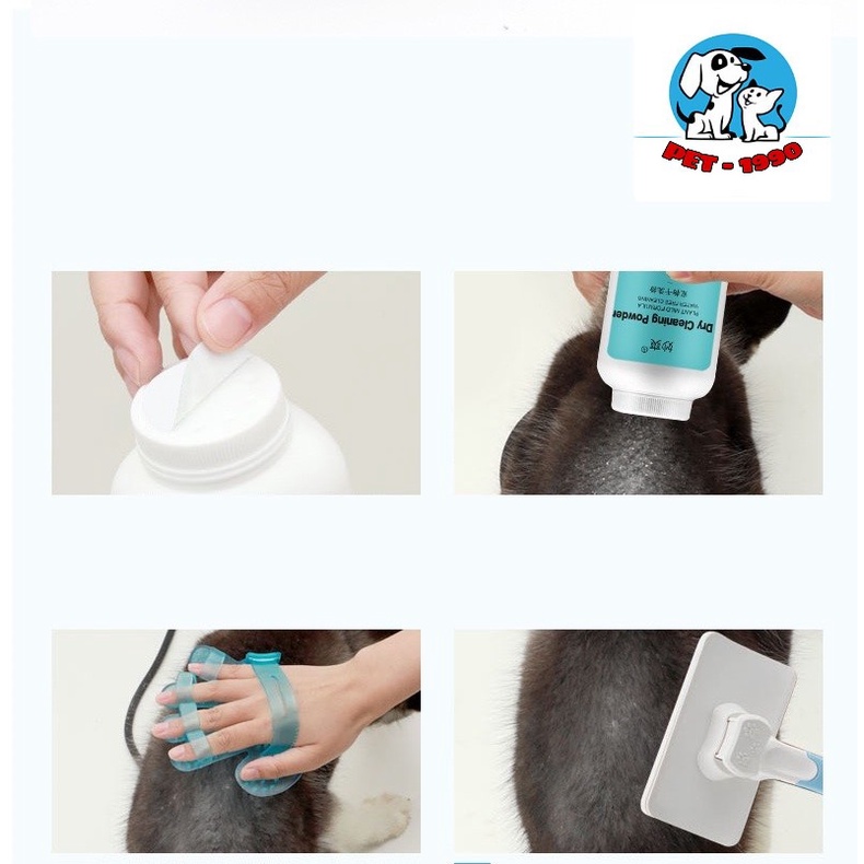 Phấn Tắm Khô Dưỡng Lông Dry Cleaning Powder 260g - Bột Khử Mùi Cho Chó Mèo Không Cần Tắm Nước