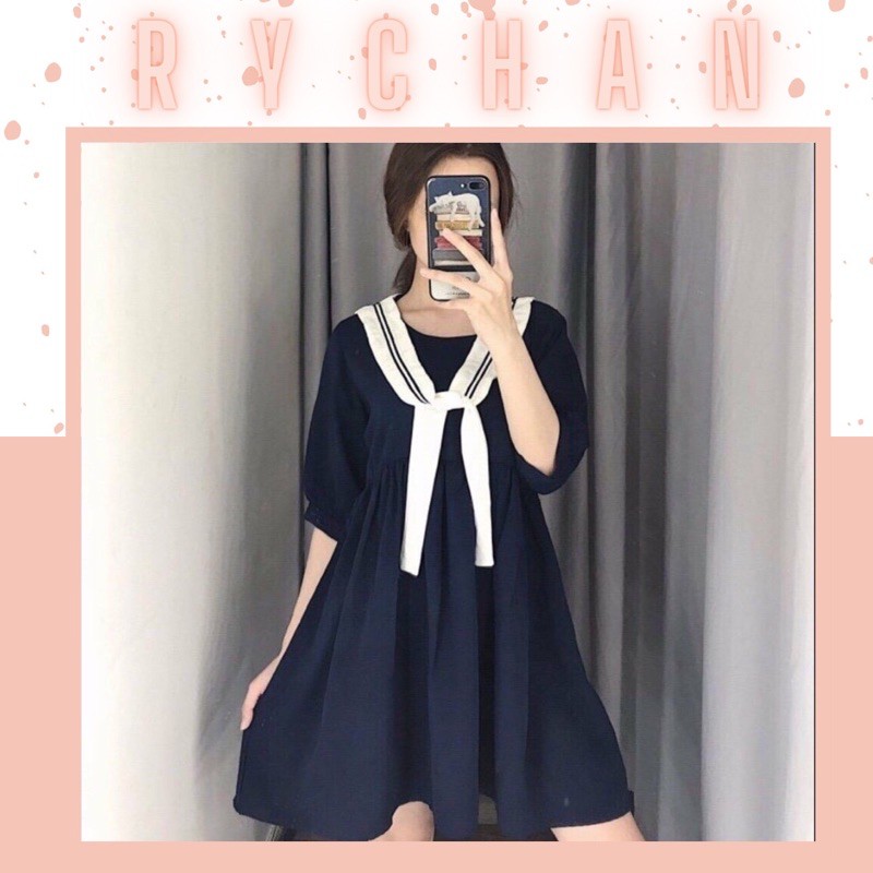 [Mã SKAMSALEP6 giảm 10% tối đa 100K đơn 150K] DX556 - Đầm Xòe Babydoll Xanh Thủy Thủ Cực Xinh | BigBuy360 - bigbuy360.vn