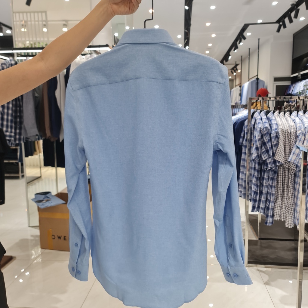 Áo Sơ Mi Nam Dài Tay Owen AS23335D Somi Công Sở Cao Cấp Màu Xanh Dobby Chìm Dáng Ôm Không Túi Vải Cafe Mềm Mát Khử Mùi | BigBuy360 - bigbuy360.vn