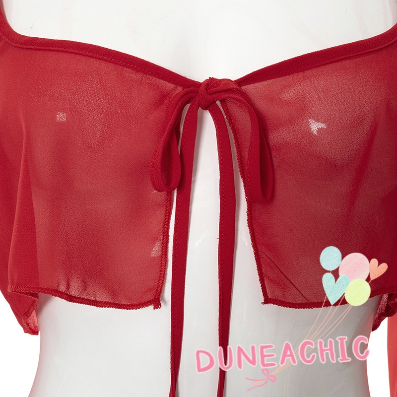 DUNEA Áo Kiểu Dài Tay Cổ Vuông Thiết Kế Quyến Rũ Thời Trang Dành Cho Nữ