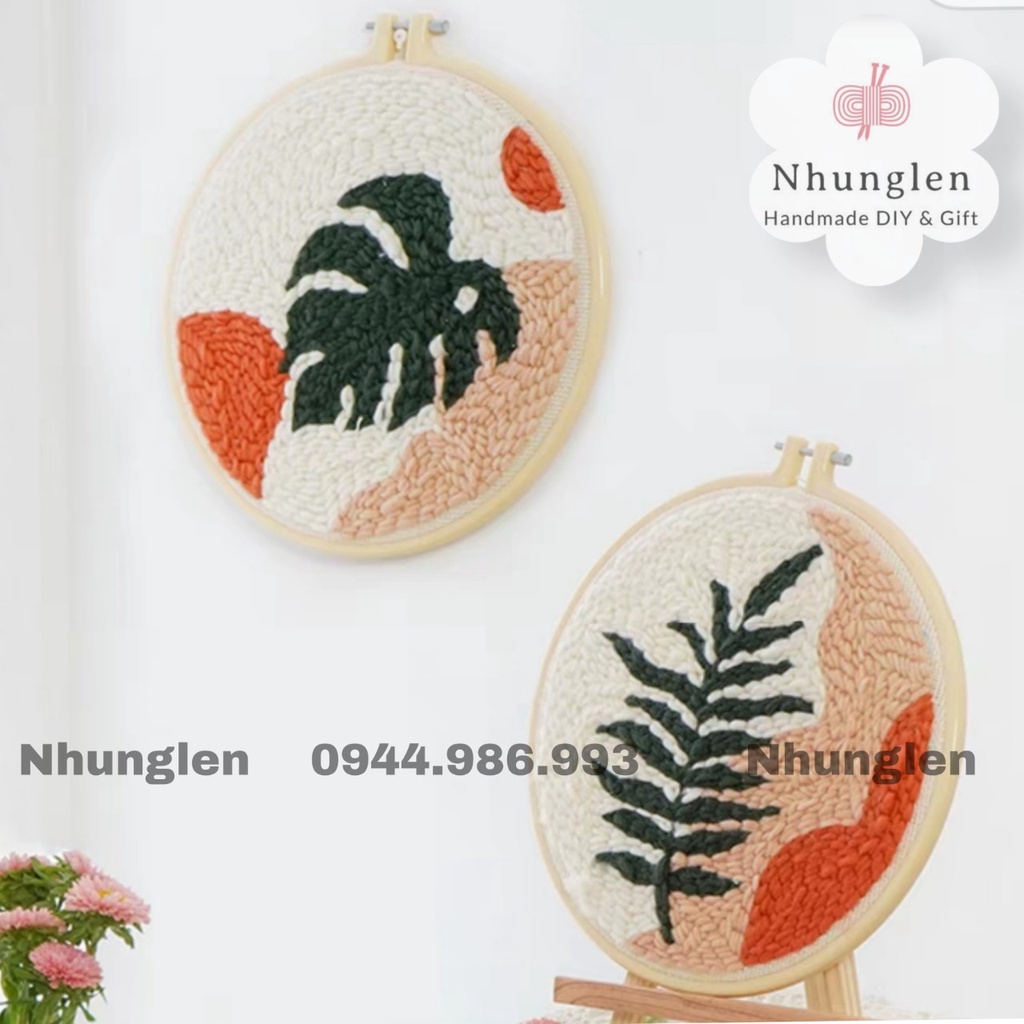 DIY Bộ Thêu Len Xù Lá Cây Decor - Punch Needle Decor - Qùa Tặng Handmade Ý Nghĩa