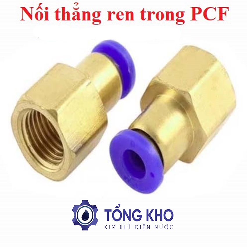 Đầu nối thẳng ren trong PCF khí nén, phun sương đầy đủ kích cỡ - Tổng kho kim khí điện nước