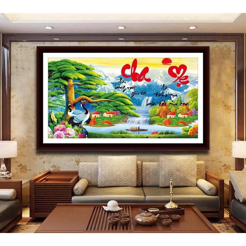 [Tổng hợp] Tranh thêu chữ thập Cha Mẹ- tranh chưa thêu