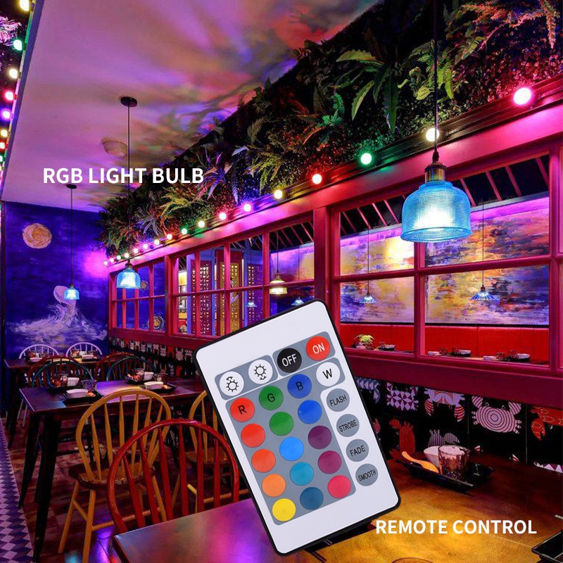 Đèn LED Búp đổi màu RGBW 18W có remote điều khiển, đèn màu quay video, chụp ảnh, trang trí phòng cực chill