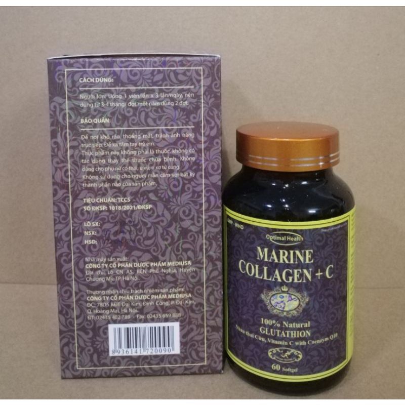 Viên uống ĐẸP DA SÁNG DA COLLAGEN + C Lọ 60 Viên