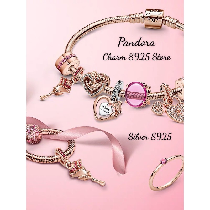 charm pan tim phối đá trắng vàng hồng bạc s925 bộ sưu tập hè 2021