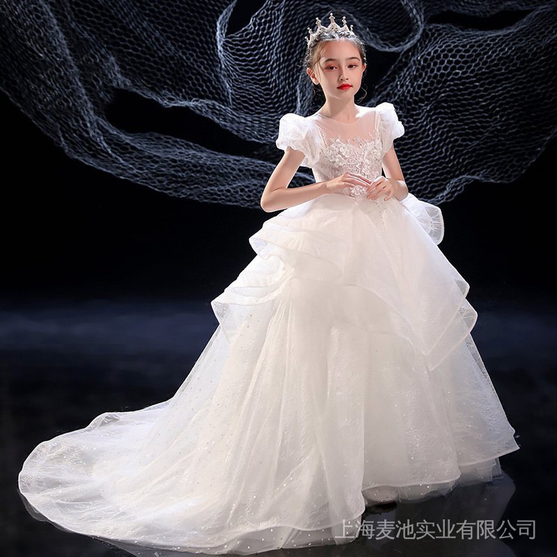 Đầm Công Chúa Họa Tiết Hoa Màu Trắng Xinh Xắn Cho Bé Gái