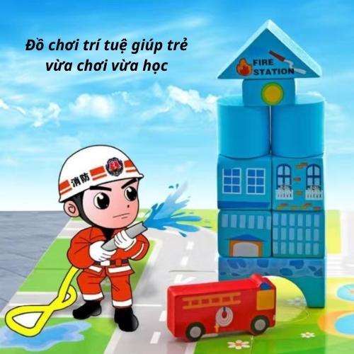 Đồ chơi trí tuệ cho trẻ em bộ xếp, ghép mô hình thành phố thông minh bằng gỗ cao cấp cho bé trai, gái 2 3 4 5 6 7 8 tuổi