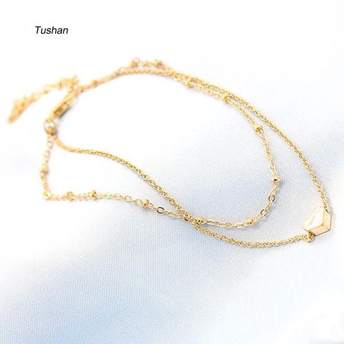 Lắc chân xi mạ hai lớp mặt hình trái tim dễ thương thời trang | BigBuy360 - bigbuy360.vn