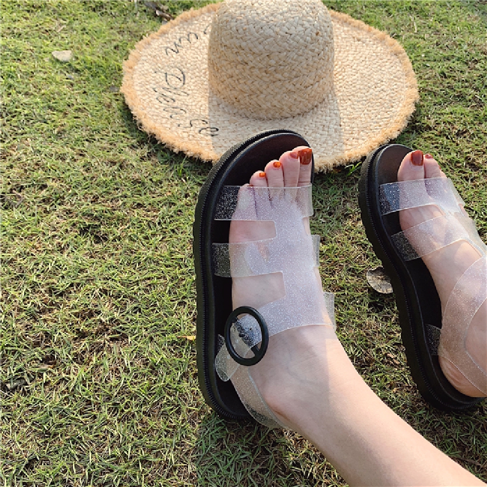 Sandal nữ thạch trong suốt đế bằng La Mã M1265555