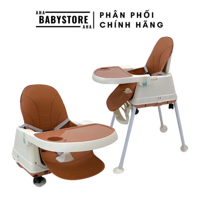 Ghế ăn dặm điều chỉnh độ cao Hanbei / 9BABY màu nâu đầy đủ phụ kiện chính hãng bao bì xanh