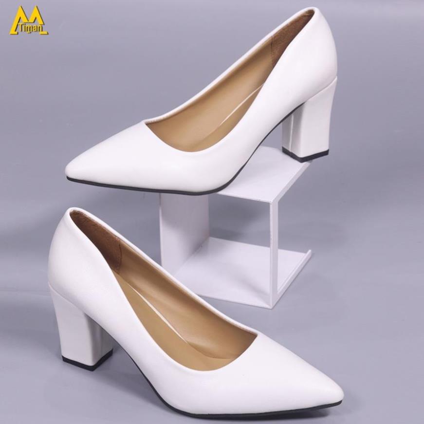 Giày cao gót nữ mũi nhọn 5 phân đế vuông TIMAN TD21 êm chân chắc chắn bảo hành 1 năm hiou ~
