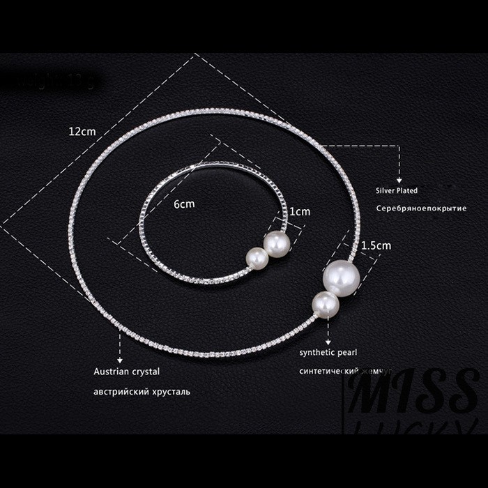 Set trang sức đính đá và ngọc trai sang trọng cho nữ