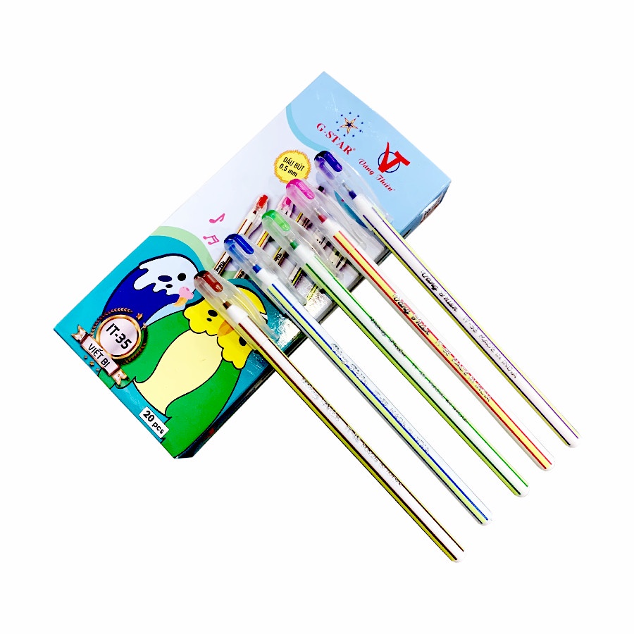 Hộp 20 Cây Bút Bi Nến Ấn Độ mực xanh ngòi 0.5mm Gstar IT-35 - Học Sinh Store