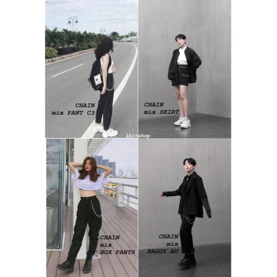 Quần dài túi hộp box pant màu đen/tan (LƯNG THUN)- BOX PANT IN BLACK/TAN UNISEX