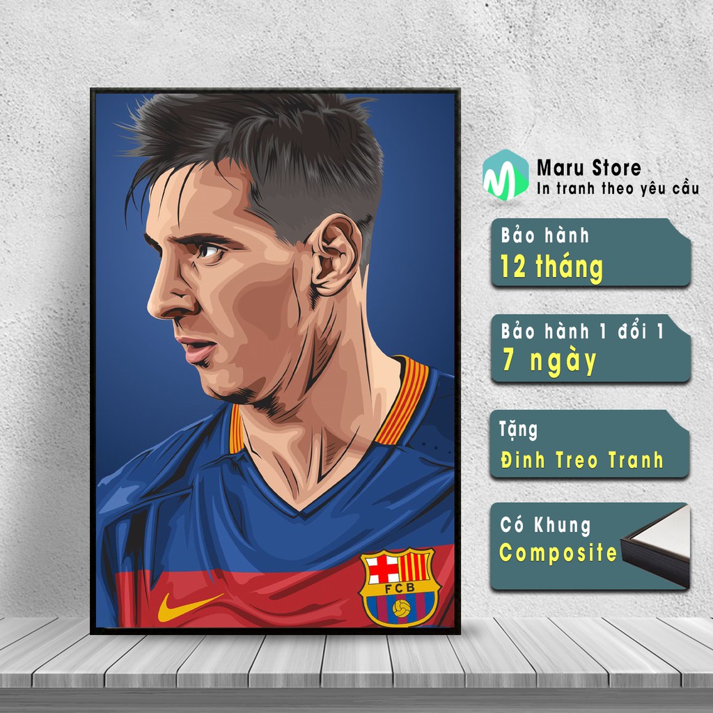 Tranh Cầu Thủ Bóng Đá Messi Kiểu Vẽ Lạ Mắt, Trang Trí Phòng Net