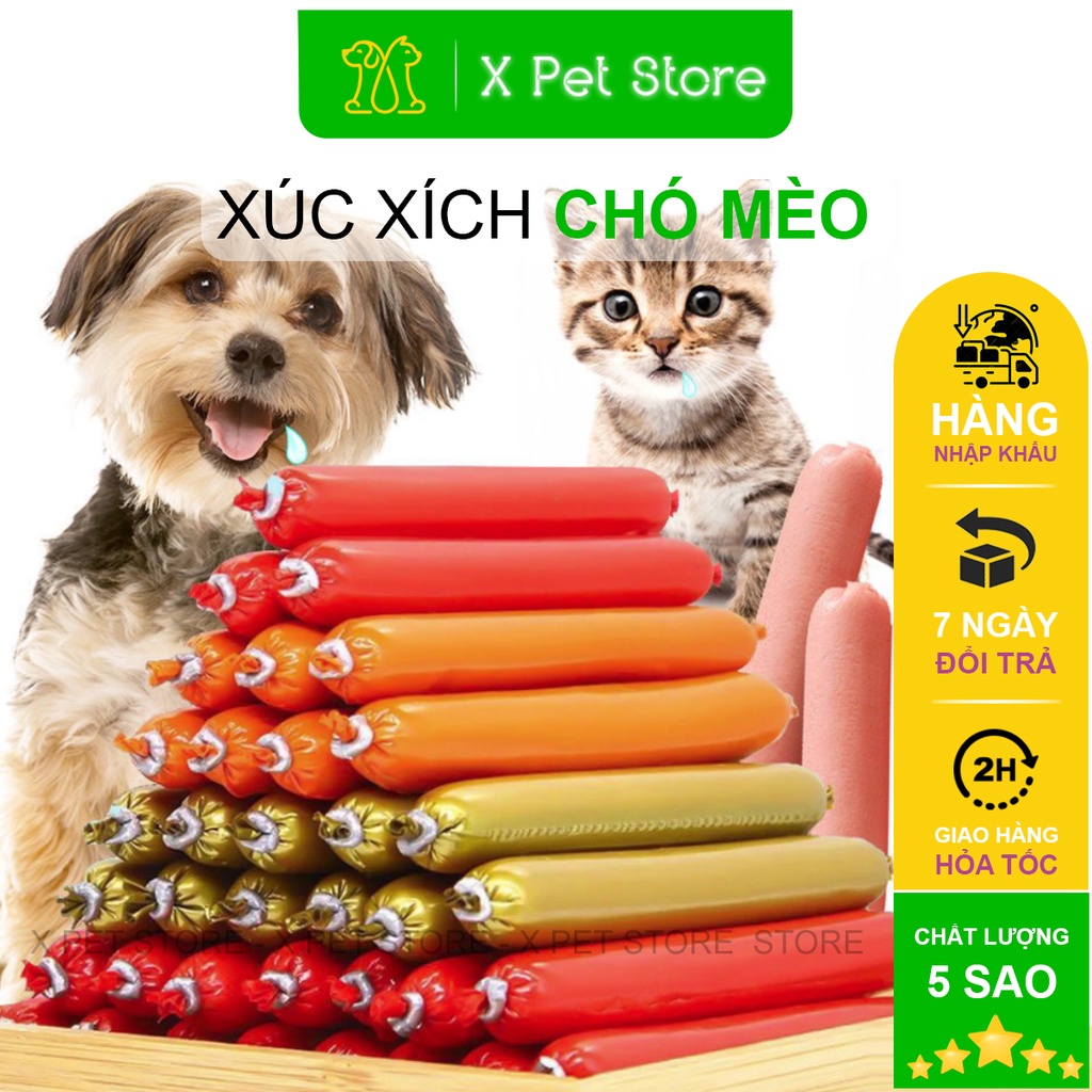 [Mã PET50K giảm Giảm 10% - Tối đa 50K đơn từ 250K] Xúc Xích Cho Chó Mèo, Xúc Xích Thơm Ngon, Đủ 3 Vị, 15g