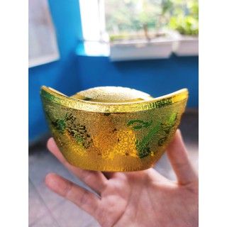 Thỏi vàng làm đế cây kim tiền 12cm loại nhẹ nguyên khối