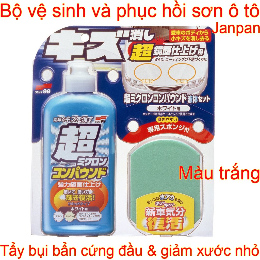 Bộ vệ sinh và phục hồi sơn xe ô tô màu ghi trắng Micro Liquid Compound Set Soft99