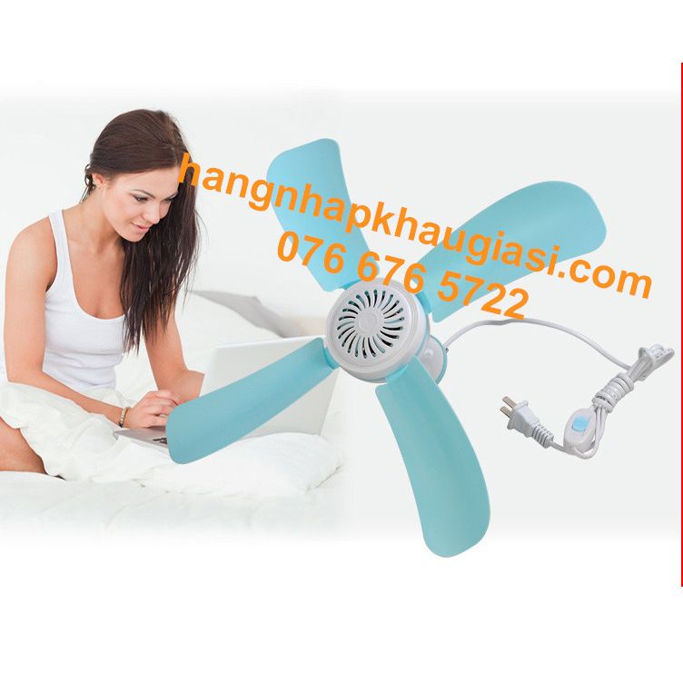 Quạt Trần Mini 4 cánh_Đường kính 60cm cánh màu xanh - Siêu tiết kiệm điện