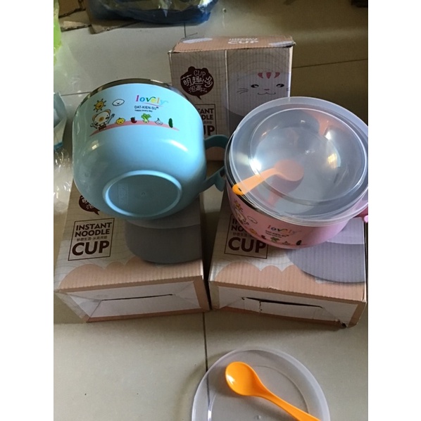 Bát ăn dặm inox cách nhiệt cho bé kèm nắp và thìa 15cm