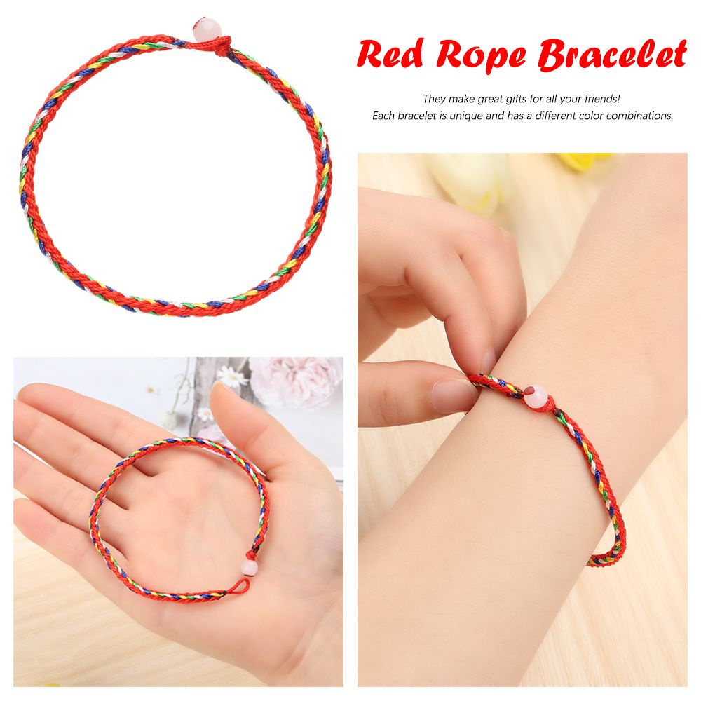 Vòng tay dây bện màu đỏ thủ công thời trang phong cách Bohemian cho nam và nữ