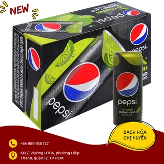 Thùng 24 lon nước ngọt Pepsi không calo vị chanh 330ml