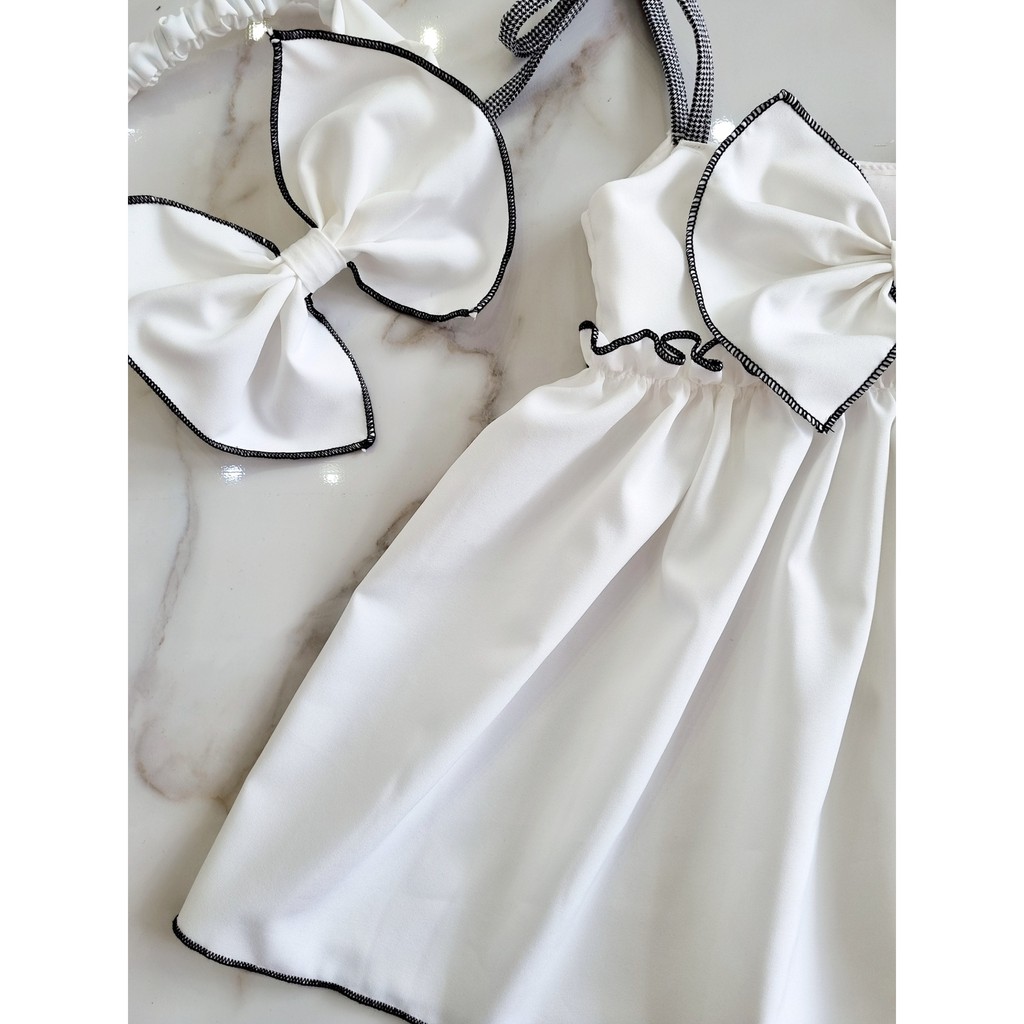 {giảm ngay 30k} Váy 2 dây trắng cho bé gái- tặng kèm tuban nơ và quần chíp- Hàng thiết kế dành riêng cho bé