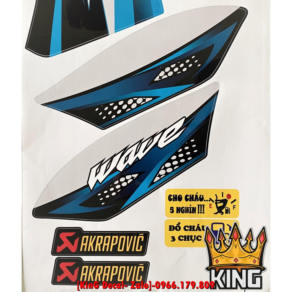 Tem Rời Wave 50cc,100cc Xanh Trắng Ver 2 - Ảnh Thật
