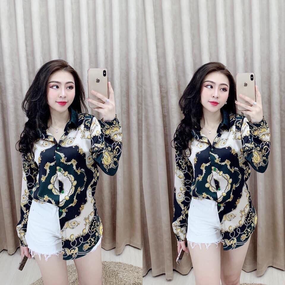 Áo sơ mi họa tiết xanh | BigBuy360 - bigbuy360.vn