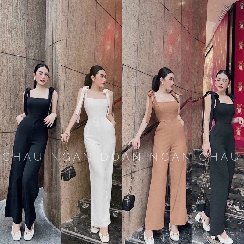 JUMPSUIT QUẦN ỐNG RỘNG NƠ VAI