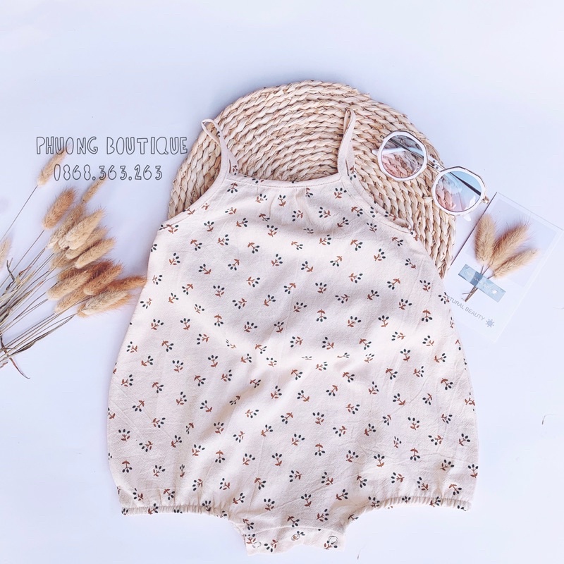 BodySuit 2 dây hoạ tiết hoa nhí ,vải thô caza Royal Kids